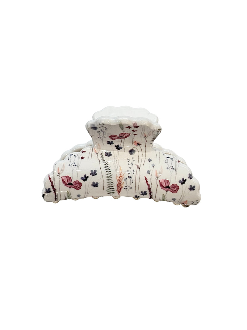HAIR CLAW LARGE MULTICOLOR FLOWER PATTERN
