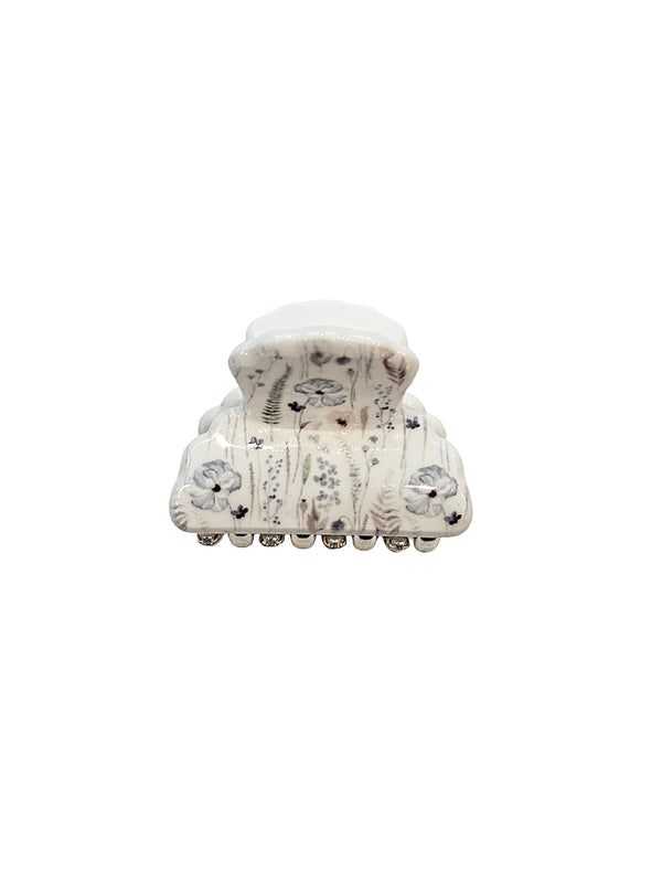 HAIR CLAW SMALL BLUE TONES FLOWER PATTERN