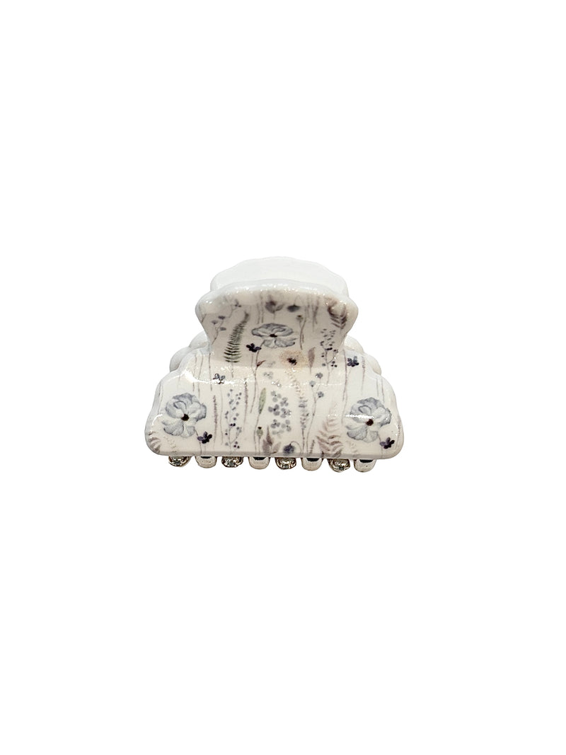 HAIR CLAW SMALL BLUE TONES FLOWER PATTERN