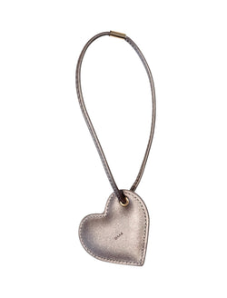 HEART BAG CHARM SPARKLED WARM TAUPE