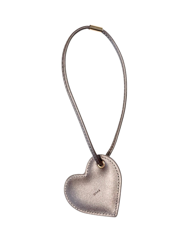 HEART BAG CHARM SPARKLED WARM TAUPE
