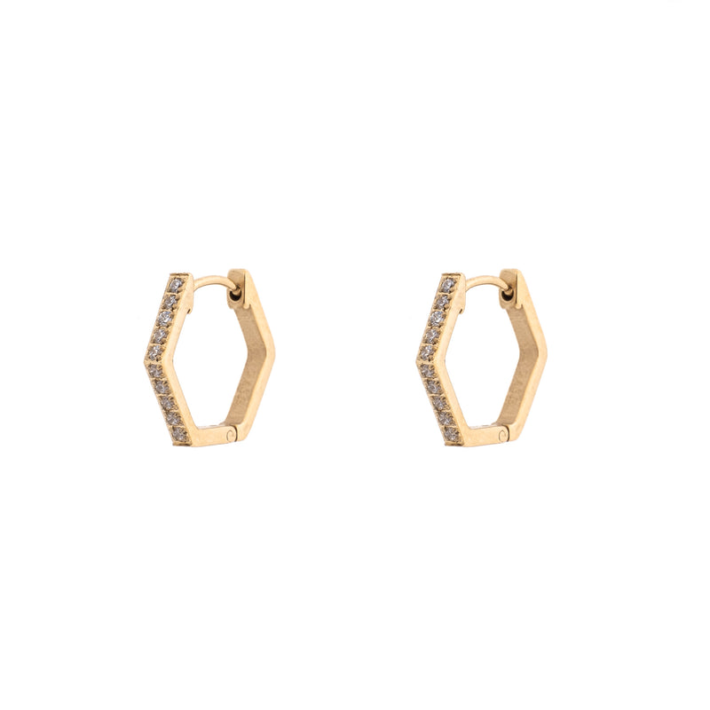 HEXAGON CRYSTAL HOOPS