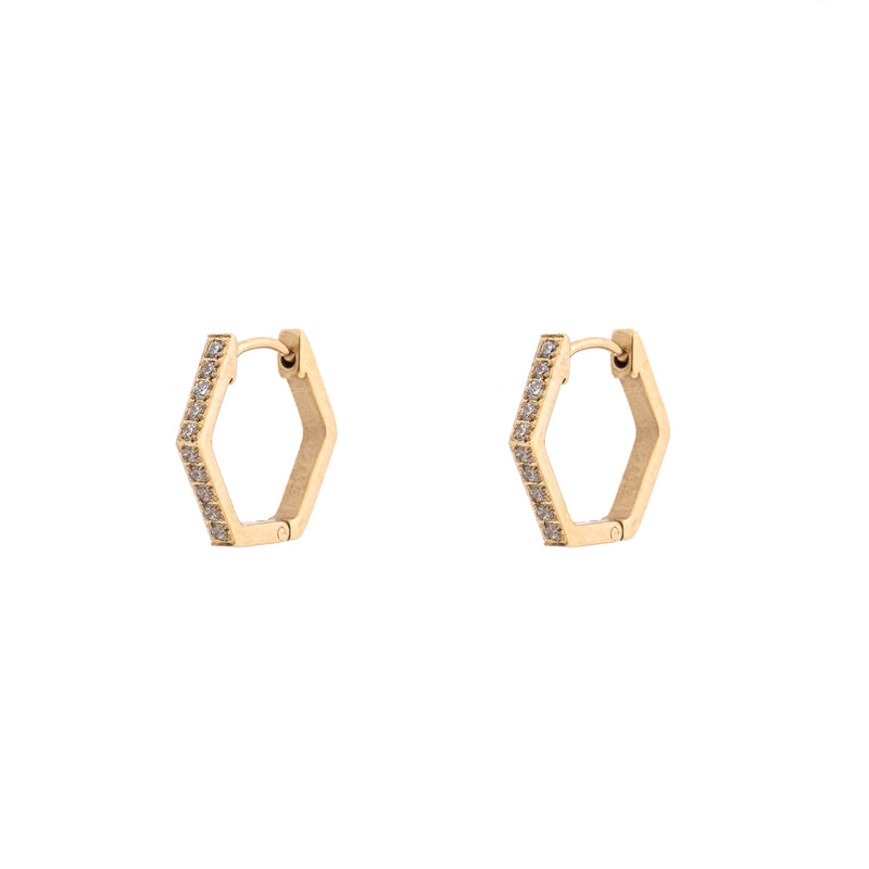 HEXAGON CRYSTAL HOOPS CRYSTAL