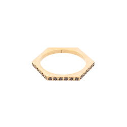 HEXAGON CRYSTAL RING SOFT BROWN