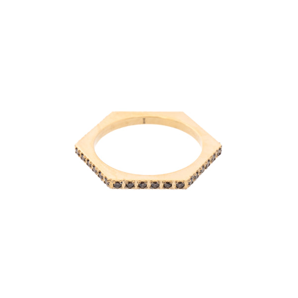 HEXAGON CRYSTAL RING SOFT BROWN