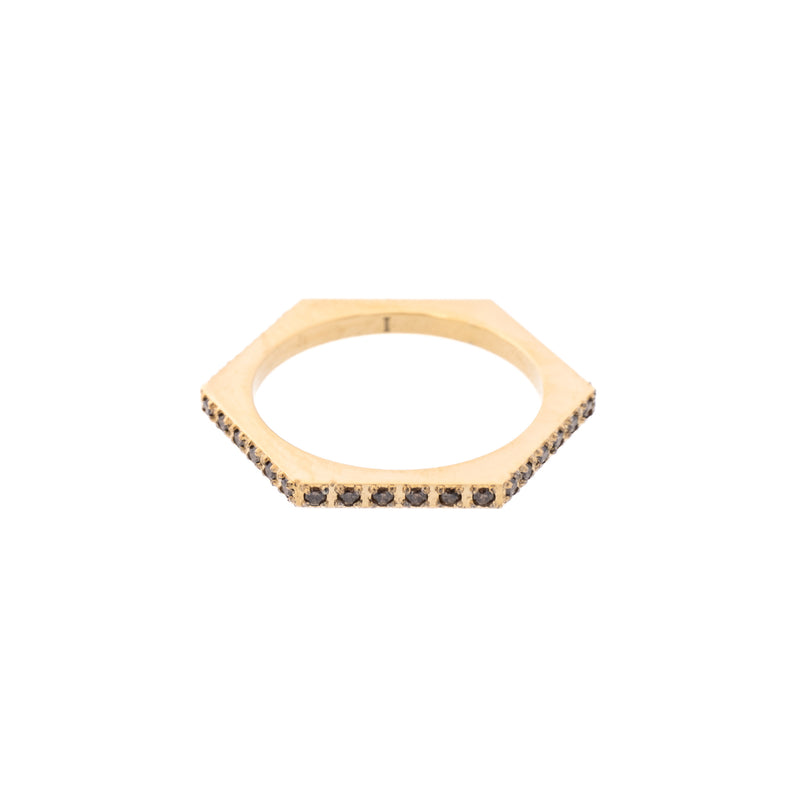 HEXAGON CRYSTAL RING SOFT BROWN