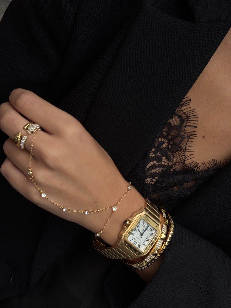 CRYSTAL DOT HAND CHAIN