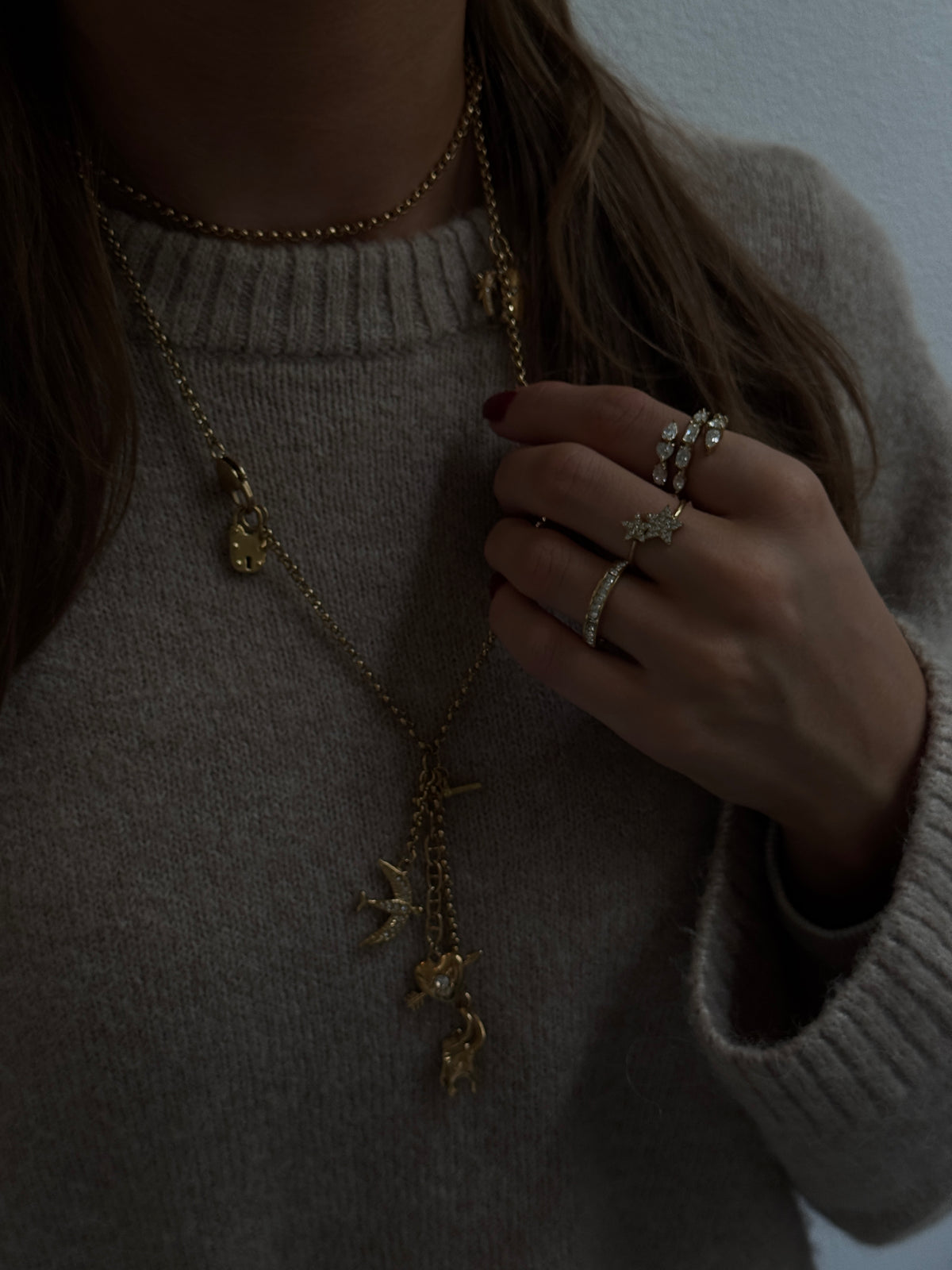 DOUBLE STAR RING W/CRYSTALS