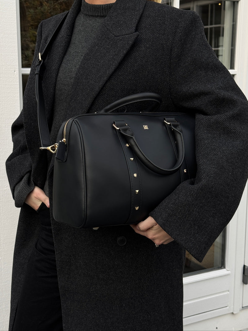 LEATHER BOWLER BAG LARGE W/SIGN STUDS