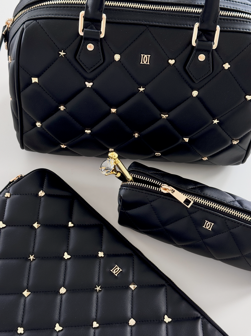 LEATHER QUILTED TOOL POUCH BLACK