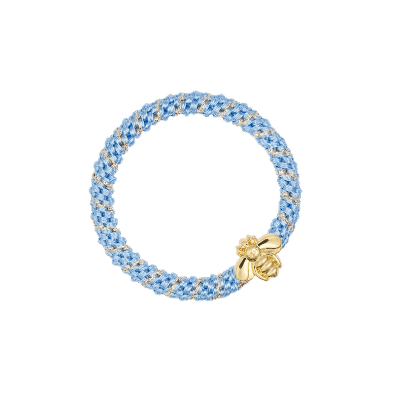FAT HAIR TIE IBIZA BLUE STRIPE W/BEE
