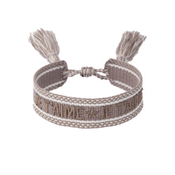 WOVEN FRIENDSHIP BRACELET "Je T'aime" Taupe