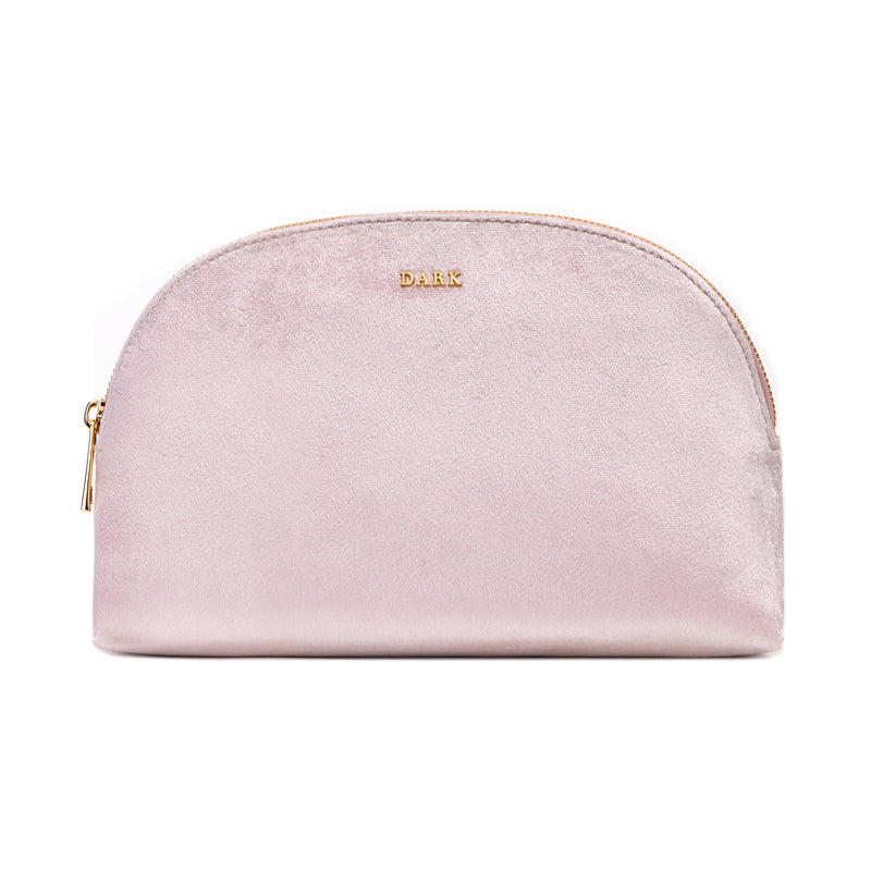 VELVET MAKE-UP POUCH LARGE SPARKLED PALE ROSE