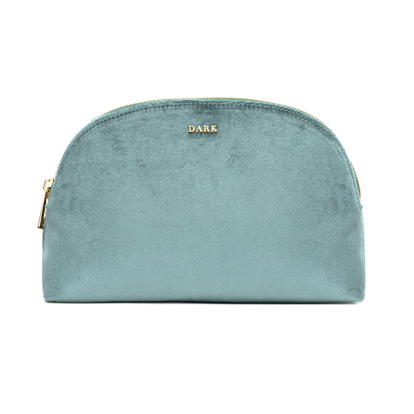 VELVET MAKE-UP POUCH LARGE SPARKLED DARK SAGE