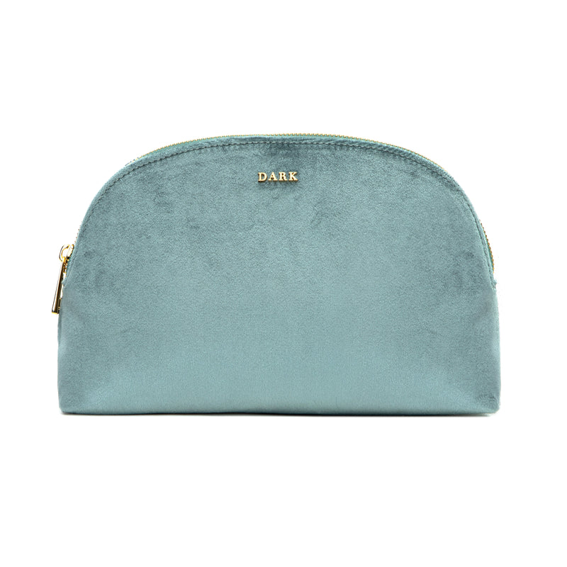 VELVET MAKE-UP POUCH LARGE SPARKLED DARK SAGE
