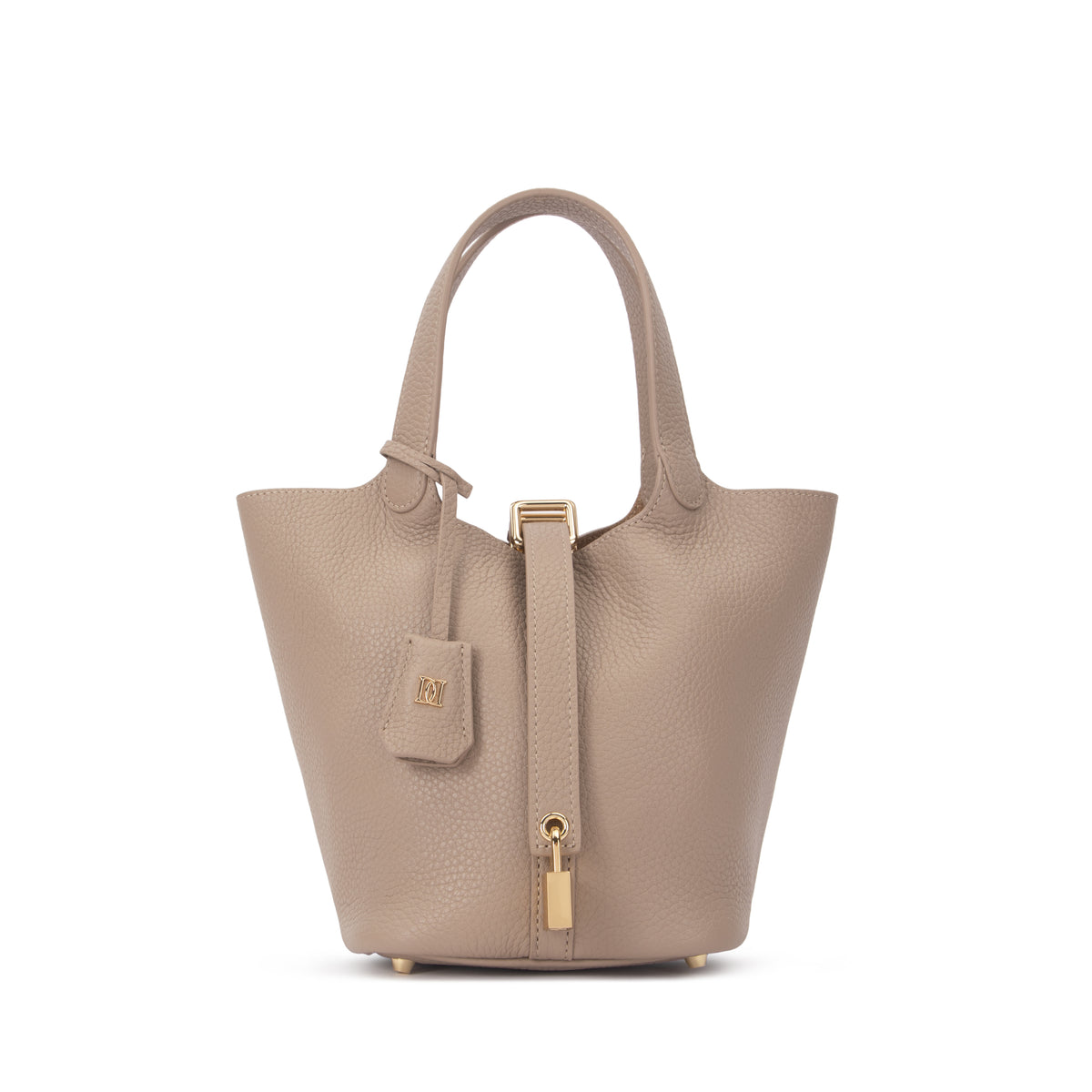 LEATHER BUCKET BAG MINI DARK SAND
