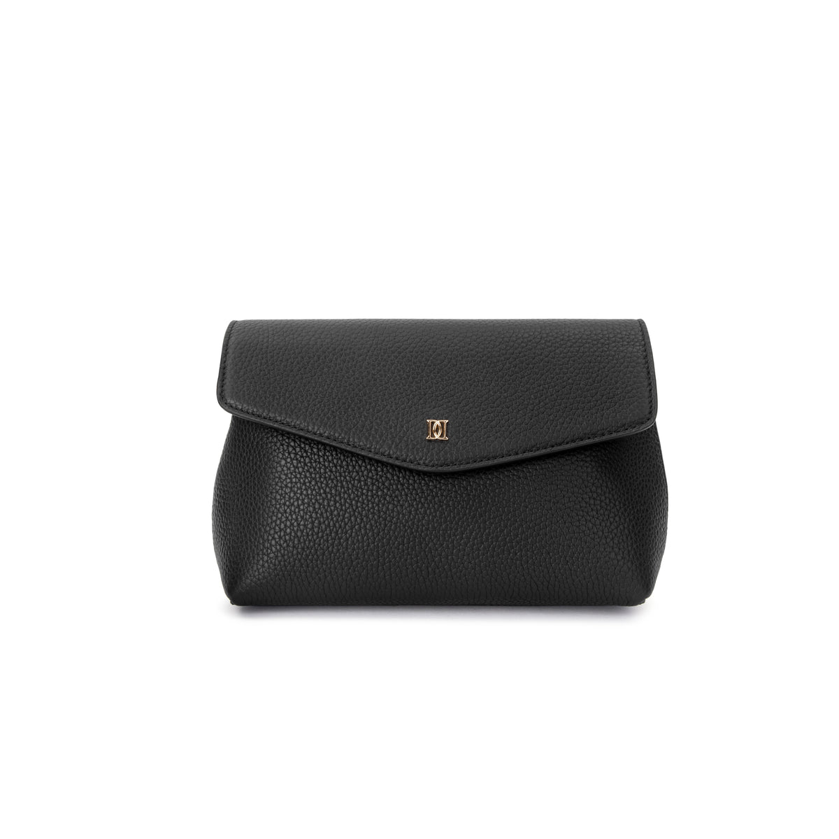 LEATHER FLAP POUCH BLACK
