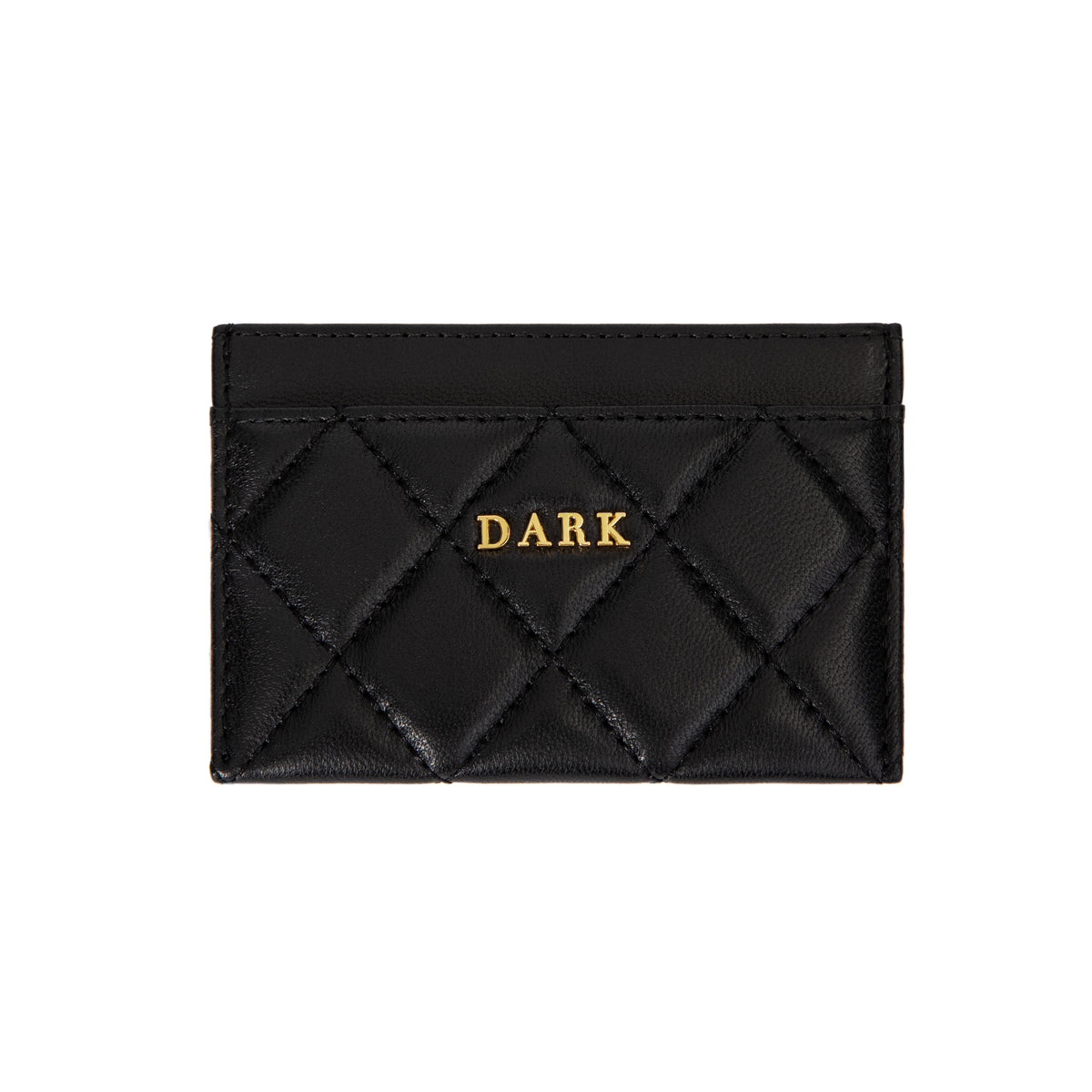 LEATHER QUILTED CARD HOLDER W/DARK LOGO BLACK