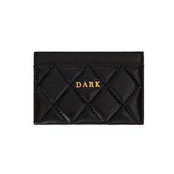 LEATHER QUILTED CARD HOLDER BLACK
