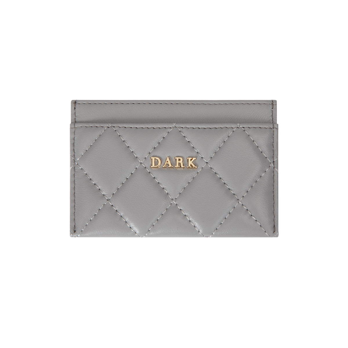 LEATHER QUILTED CARD HOLDER W/DARK LOGO GREY