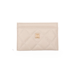 LEATHER QUILTED CARD HOLDER SAND