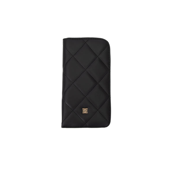 LEATHER QUILTED EYEWEAR CASE BLACK