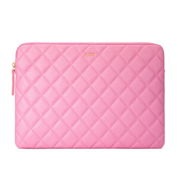 LEATHER QUILTED MAC COVER BUBBLEGUM PINK