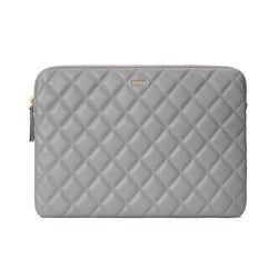 LEATHER QUILTED MAC COVER GREY