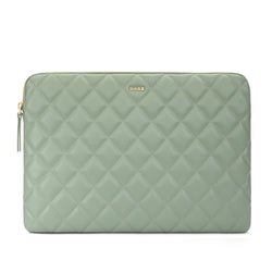 LEATHER QUILTED MAC COVER MILIEU GREEN