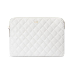 LEATHER QUILTED MAC COVER OFF WHITE