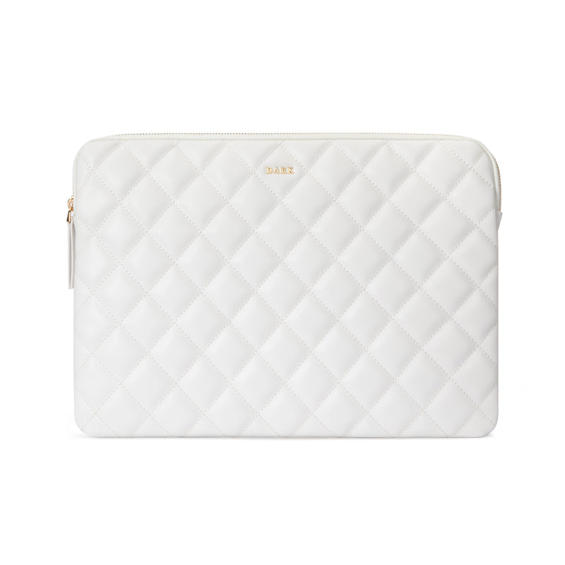 LEATHER QUILTED MAC COVER OFF WHITE