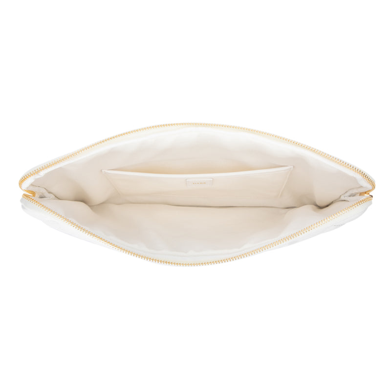 LEATHER QUILTED MAC COVER OFF WHITE