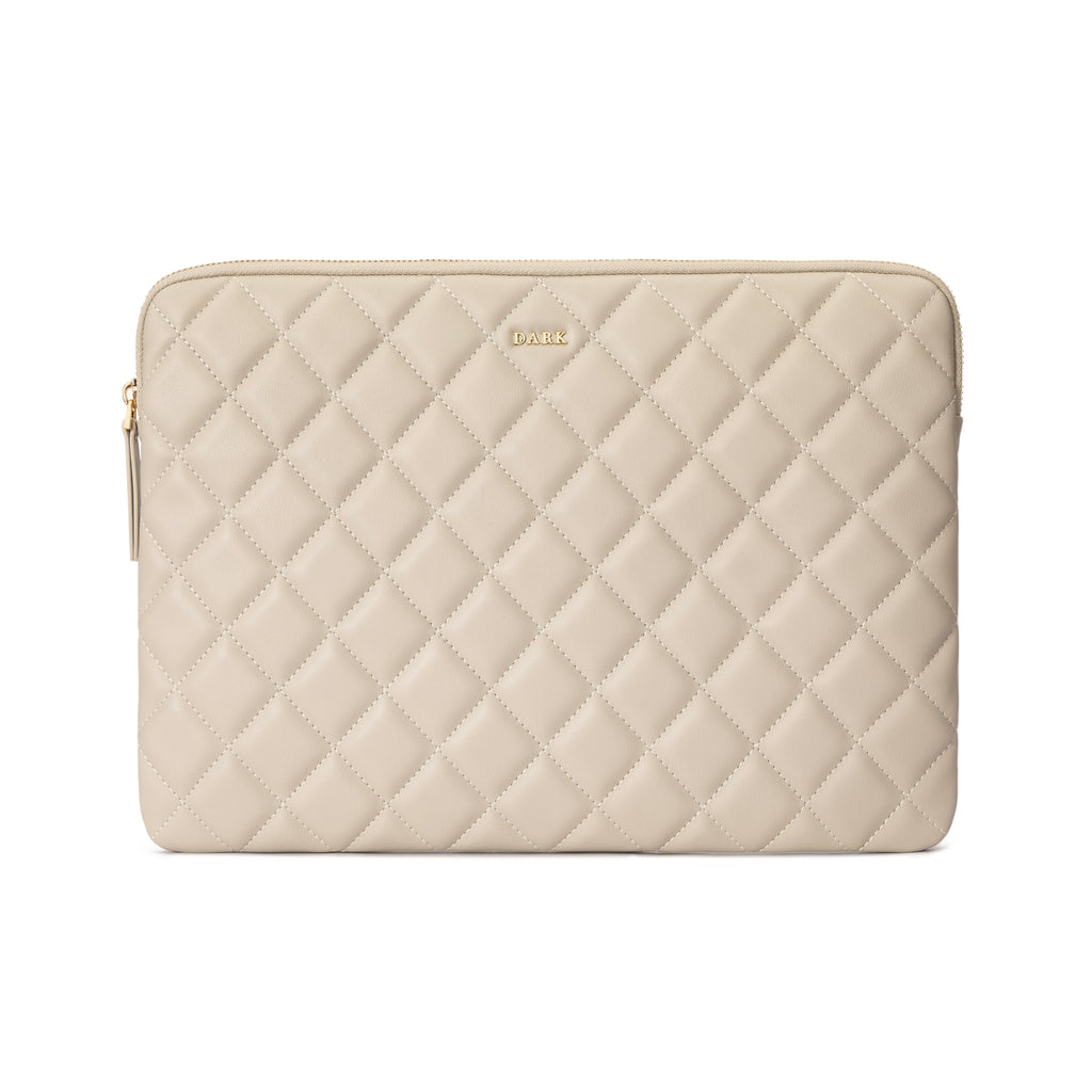 LEATHER QUILTED MAC COVER SAND LEATHER QUILTED MAC COVER SAND