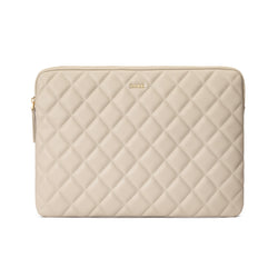 LEATHER QUILTED MAC COVER SAND LEATHER QUILTED MAC COVER SAND