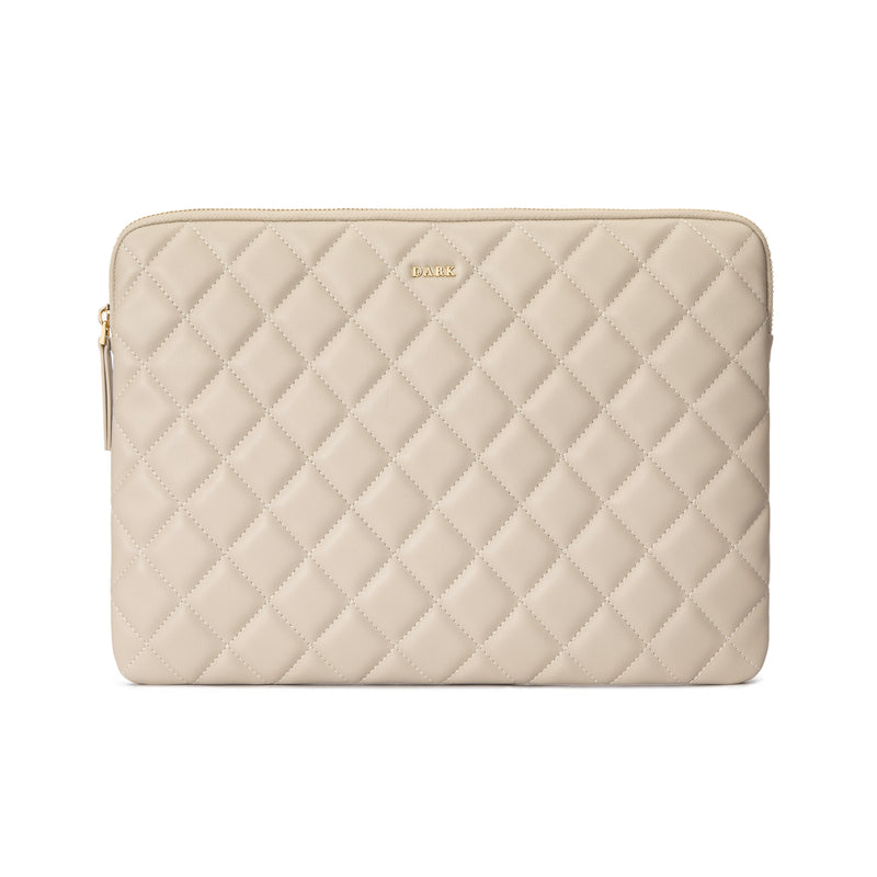 LEATHER QUILTED MAC COVER SAND LEATHER QUILTED MAC COVER SAND