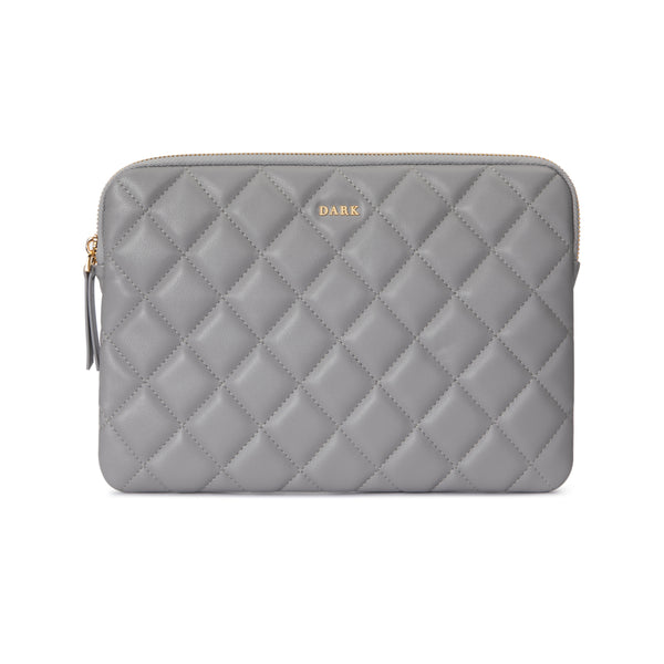 LEATHER QUILTED MEDIUM POUCH GREY – DARK department