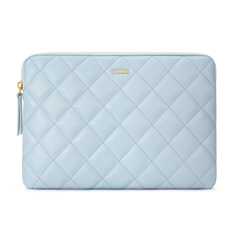 LEATHER QUILTED MEDIUM POUCH IBIZA BLUE