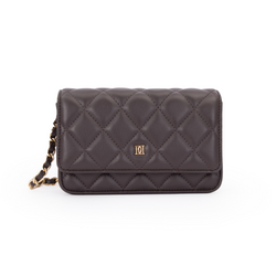 LEATHER QUILTED MINI BAG CHOCOLATE BROWN