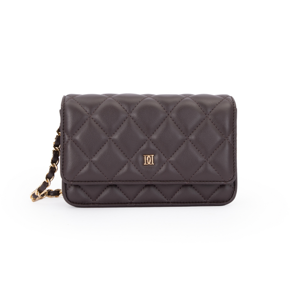 LEATHER QUILTED MINI BAG CHOCOLATE BROWN