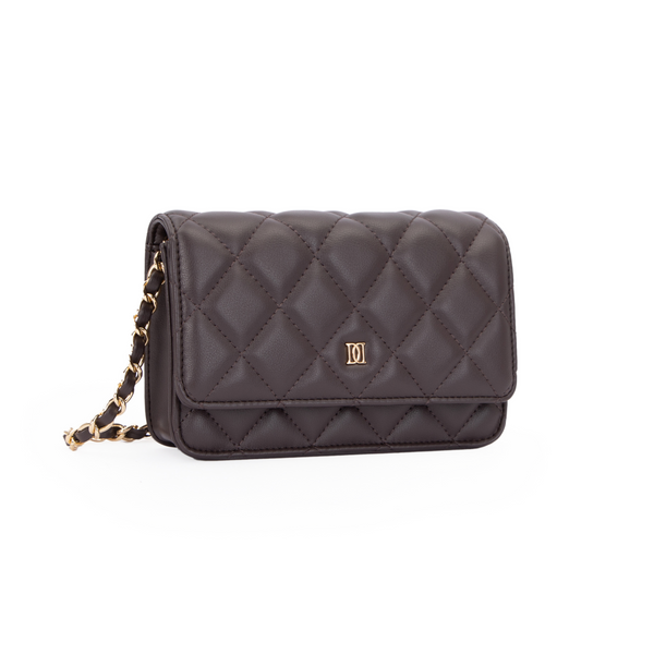 LEATHER QUILTED MINI BAG CHOCOLATE BROWN