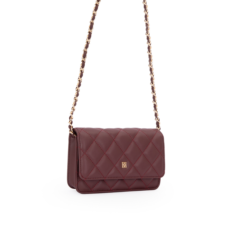 LEATHER QUILTED MINI BAG MAROON