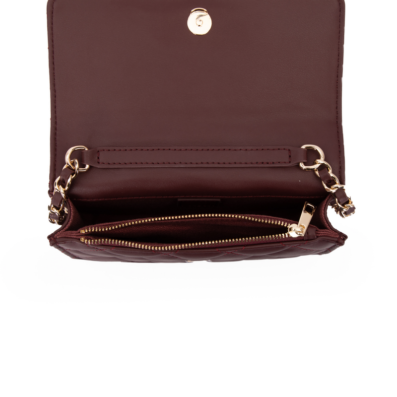 LEATHER QUILTED MINI BAG MAROON