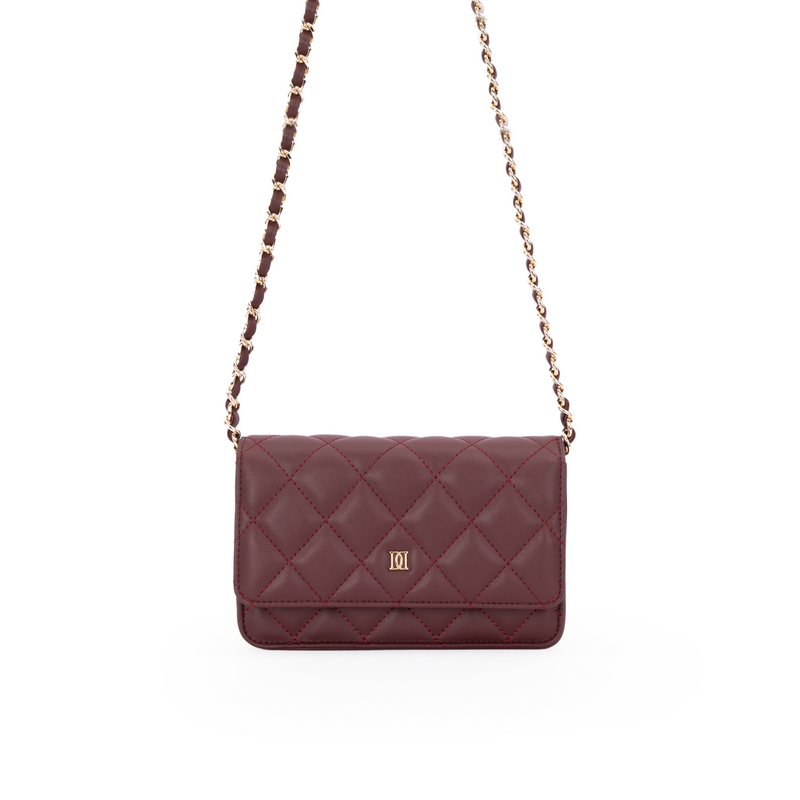 LEATHER QUILTED MINI BAG MAROON
