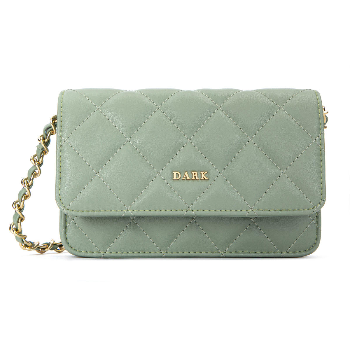 LEATHER QUILTED MINI BAG W/DARK LOGO MILIEU GREEN