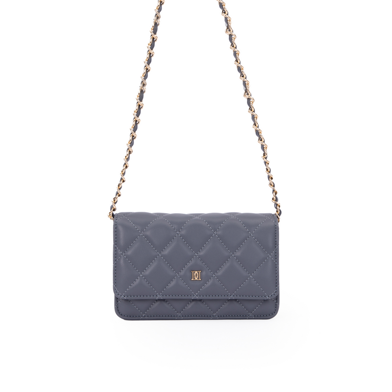 LEATHER QUILTED MINI BAG STEEL BLUE