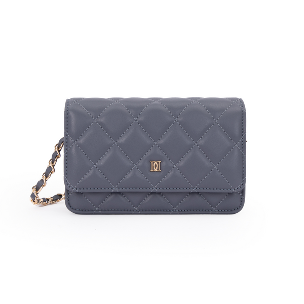 LEATHER QUILTED MINI BAG STEEL BLUE