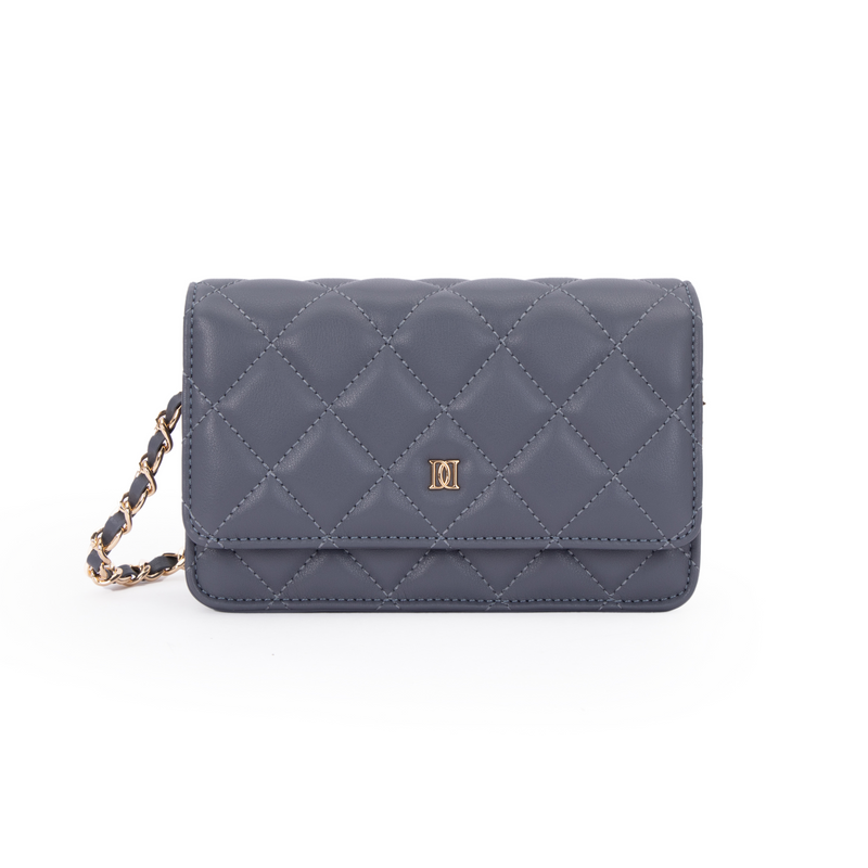 LEATHER QUILTED MINI BAG STEEL BLUE