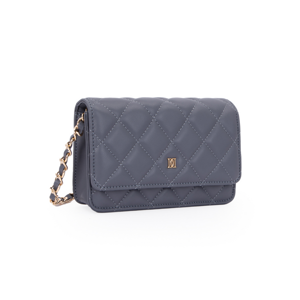 LEATHER QUILTED MINI BAG STEEL BLUE
