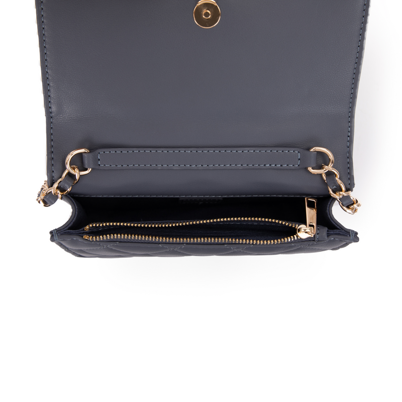 LEATHER QUILTED MINI BAG STEEL BLUE