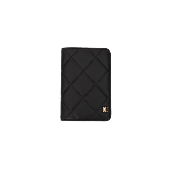 LEATHER QUILTED PASSPORT COVER BLACK